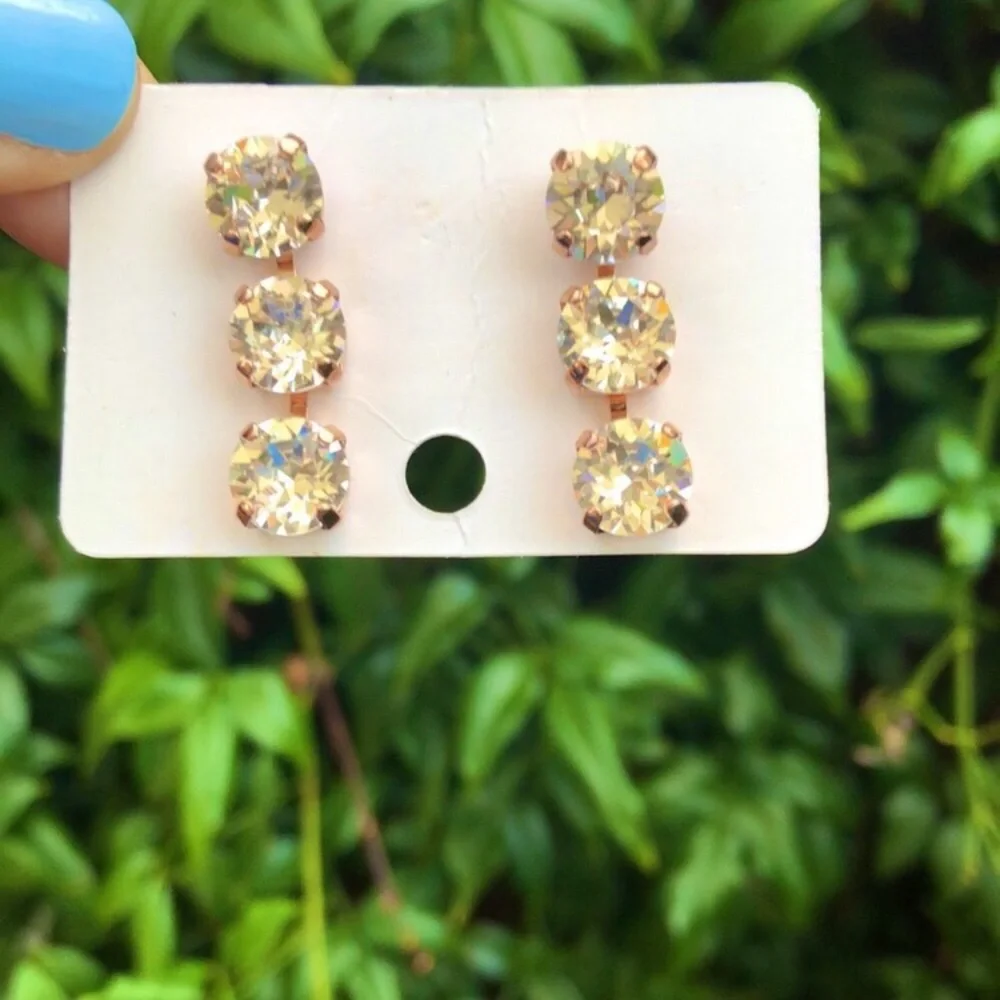 Rose Gold Crystal Drop Earrings